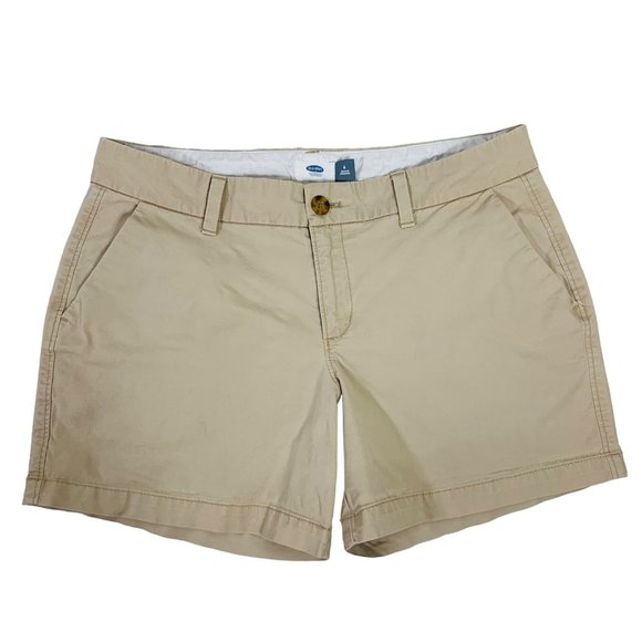 Old Navy Khaki Chino Shorts Sz 6 Mid Rise OGC Summer Casual Stretch Inseam 4.5" - Picture 10 of 10
